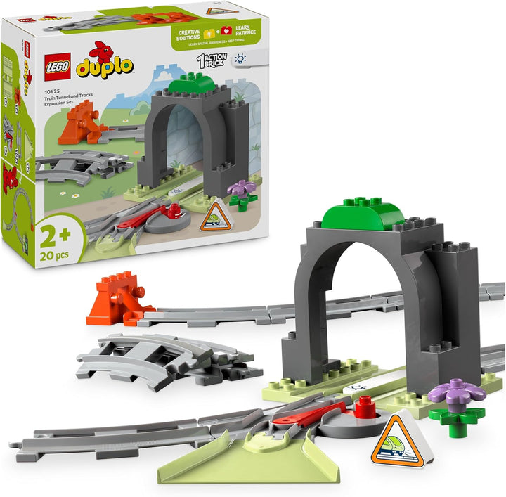 LEGO DUPLO Town Eisenbahntunnel und Schienen – Erweiterungsset, Geschenk für Kleinkinder, fördert di