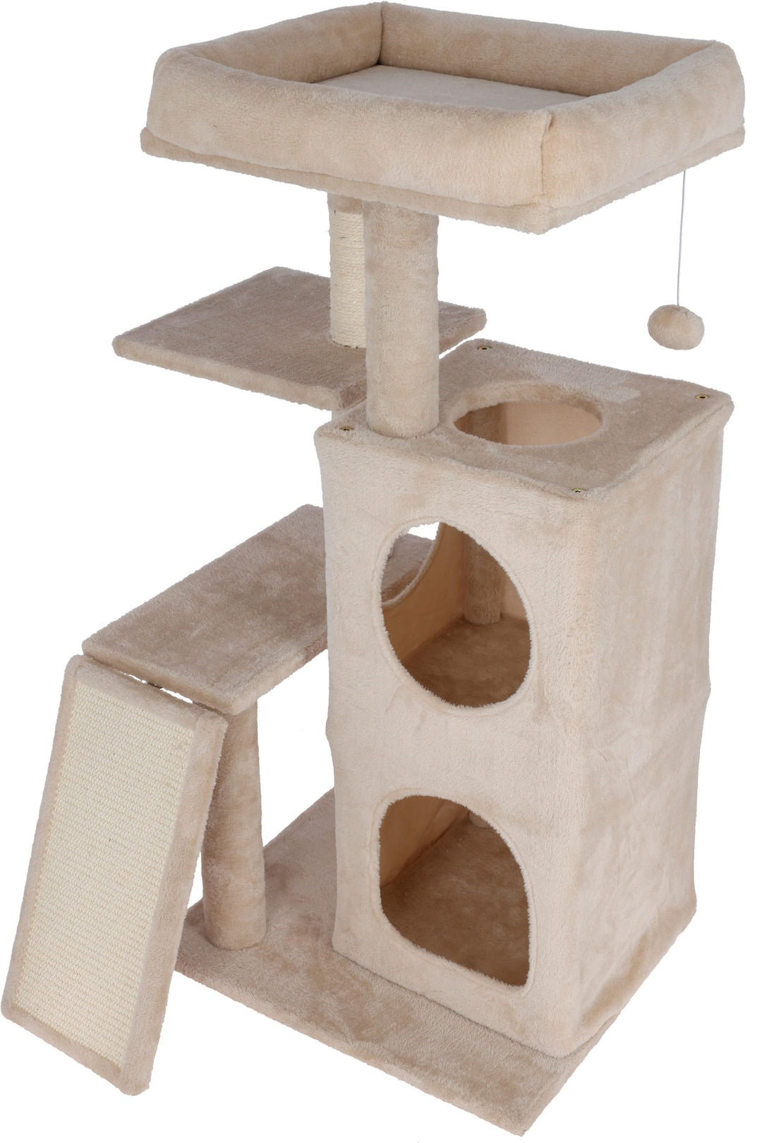 Kerbl Kratzbaum Alessia (Farbe: beige, Höhe: 100 cm, doppelstöckige Höhle mit Mehreren EIN- und Ausg