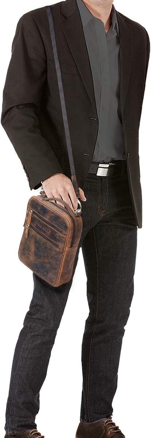 STILORD 'Mats' Herren Handtasche Leder Vintage kleine Messenger Bag mit Tragegriff Tablettasche für