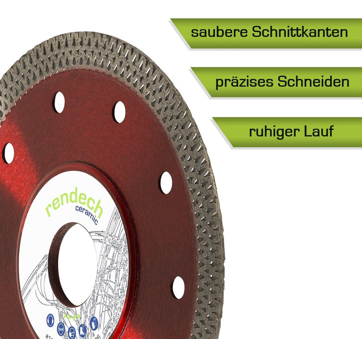 2x Ceramic Diamantscheibe 125mm für Fliesen, Feinsteinzeug, Granit uvm. Profi Diamanttrennscheibe 12