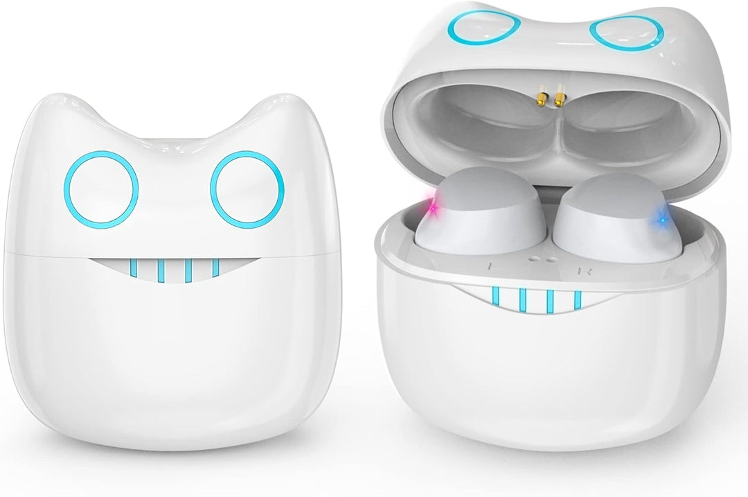 White Bluetooth Headphones, In-Ear Wireless Headphones with Cute Charging Case, Built-in Microphone