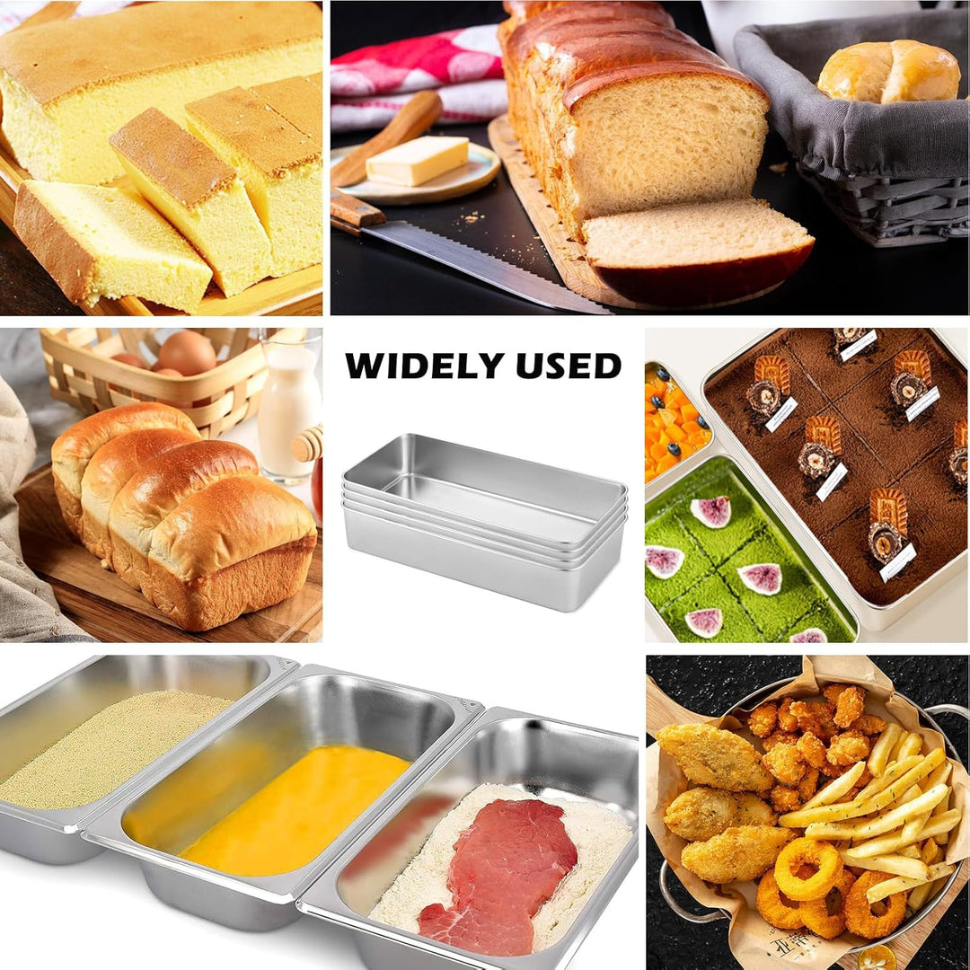 Kastenform Brot 4er-Set Edelstahl, Rechteckige Brotbackform 33×15×6,5cm, Grosse Backform für Brot &