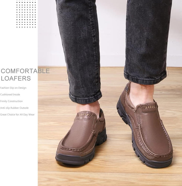 OutPro Herren loafersMokassins aus echtem Leder für Komfort Geeignet für Reisen, Autofahren und im F