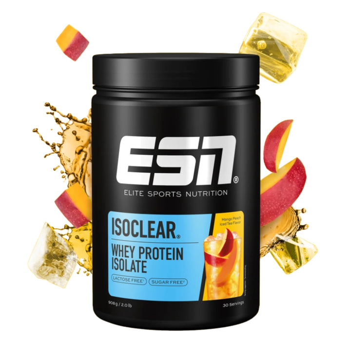 ESN ISOCLEAR Whey Isolate Protein Pulver, Mango Peach Iced Tea, 908 g, Proteinlimo mit fruchtig leck