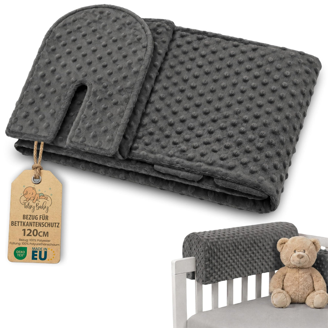 Bezug für Bettkantenschutz für Kinderbetten 120 cm - Schutz für Bettrahmen Baby Bett rausfallschutz