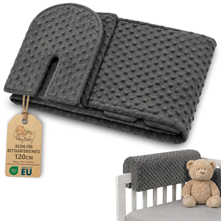 Bezug für Bettkantenschutz für Kinderbetten 120 cm - Schutz für Bettrahmen Baby Bett rausfallschutz