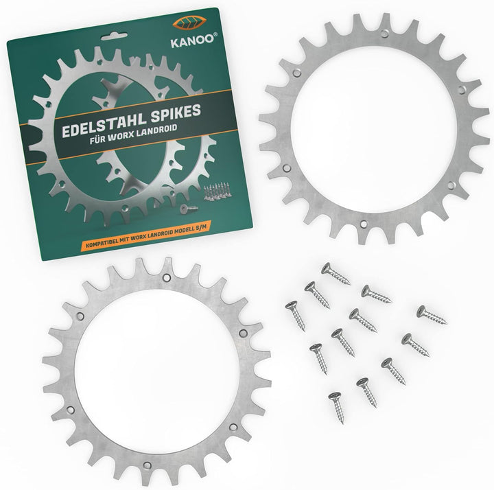 kanoo® Mähroboter Spikes Edelstahl für Worx Modell S/M - inkl. Schrauben - Landroid Zubehör zur Tran
