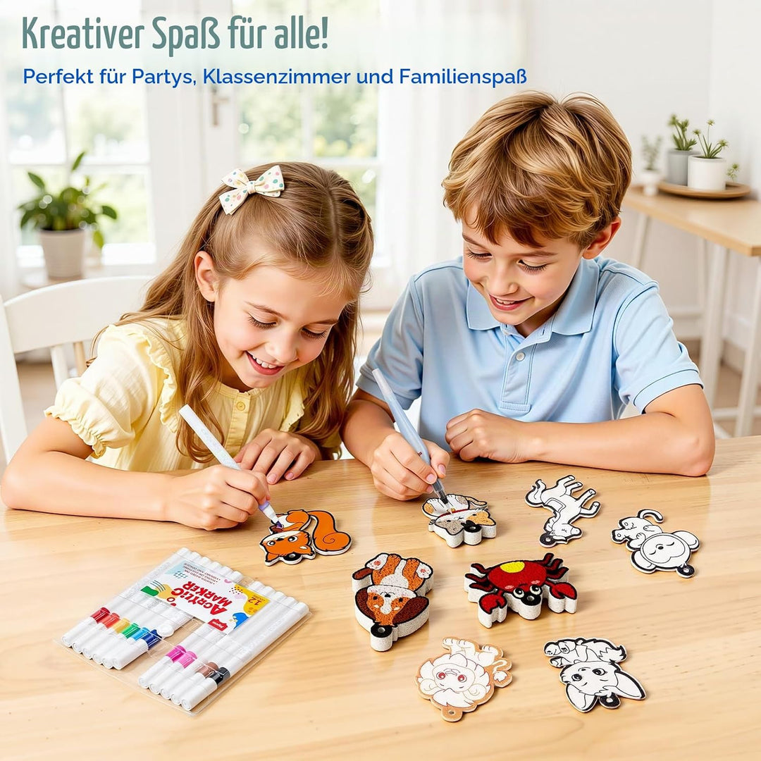 JoyCat 3D Kunst-Set, Tier Magic Puffy Paint Set, Schmutzfreie Malset Bastelset für Kinder, Kreative