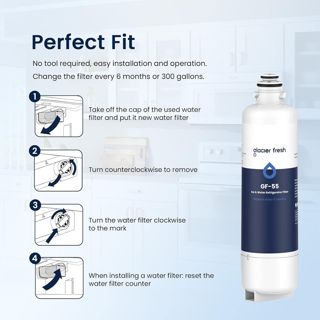 GLACIER FRESH 12033030 Ersatz für Bosch 11032518 Ultra Clarity Pro Kühlschrank Wasserfilter BORPLFTR