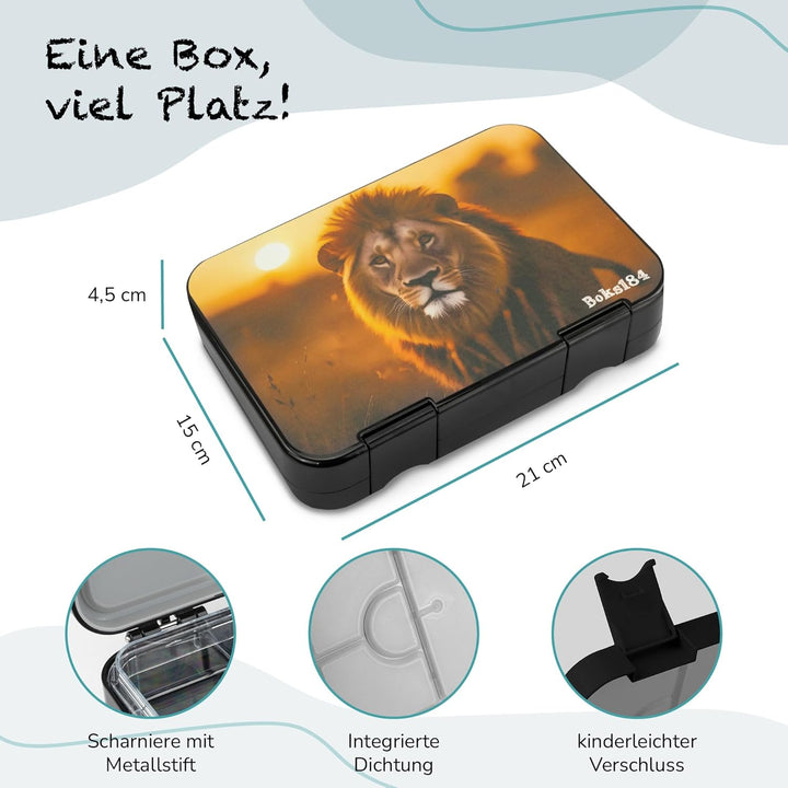 Brotdose Kinder mit Fächern - Bento Box auslaufsicher - robust - BPA Frei Lunchbox - Brotbox für Sch