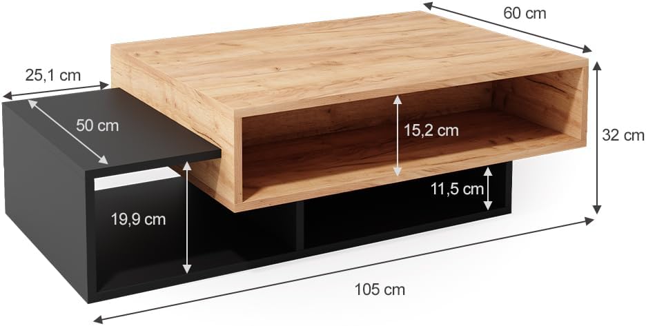Vicco Couchtisch Sofatisch Beistelltisch Bari Anthrazit/Goldkraft