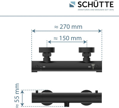 SCHÜTTE 52466 LONDON Thermostat Duscharmatur mit Verbrühschutz bei 38℃, Brausethermostat/Mischbatter