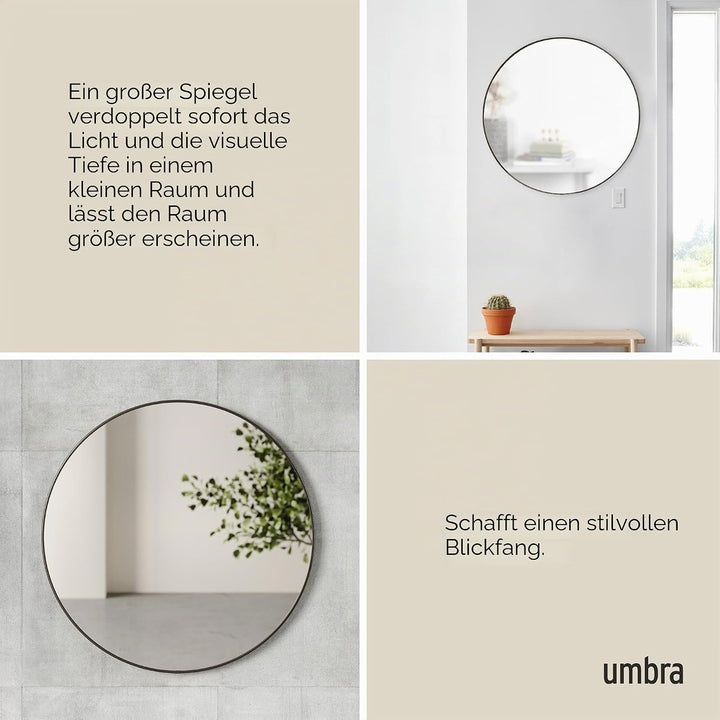 Umbra Hubba Wandspiegel - Runder Spiegel und Wanddeko für Diele, Badezimmer, Wohnzimmer und Mehr, 86