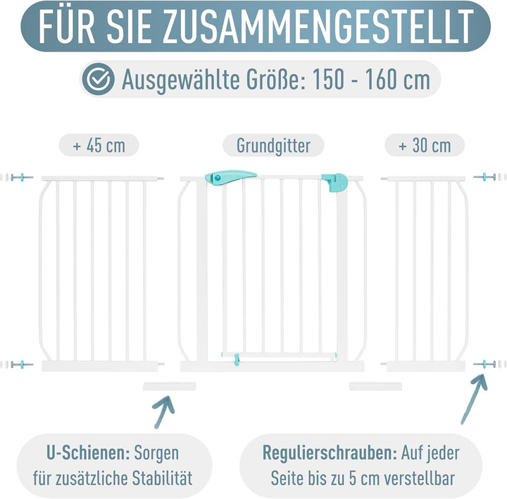 ib style Türschutzgitter Berrin 67-175, Treppengitter für Babys, Treppenschutzgitter ohne Bohren, Tü