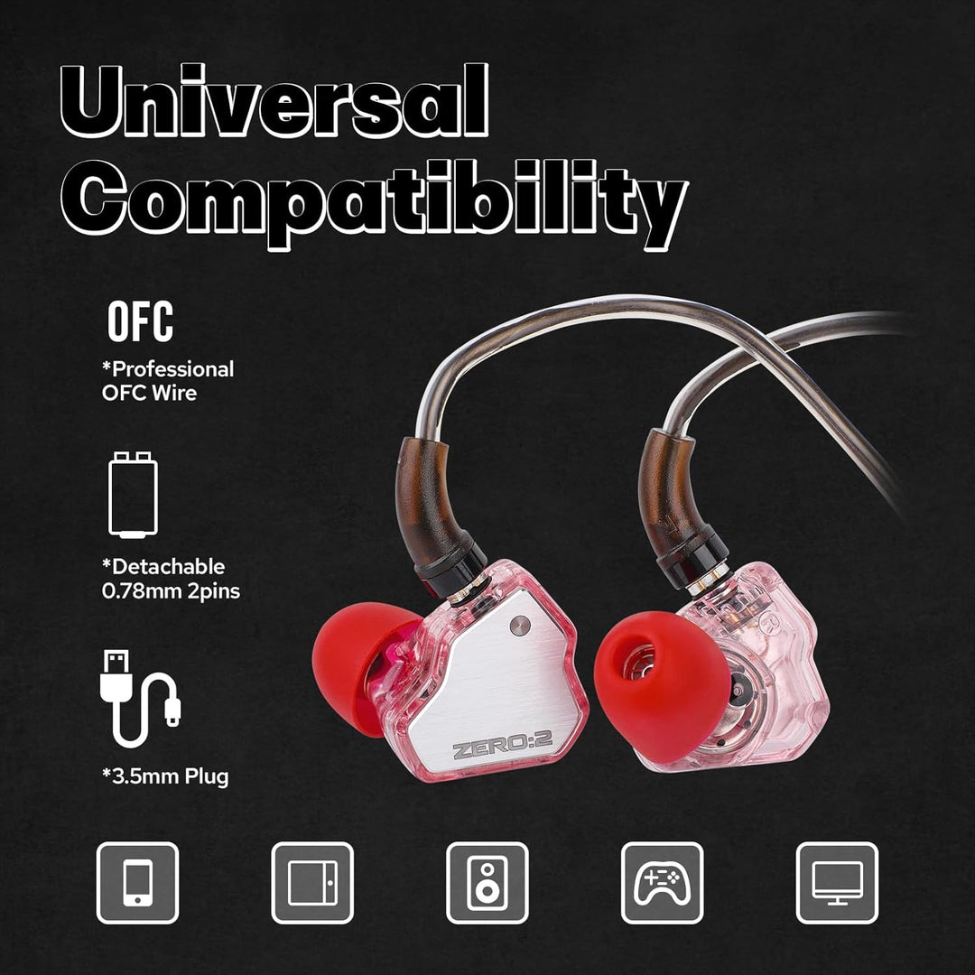 LINSOUL 7Hz x Crinacle Zero:2 In-Ear-Monitor, Aktualisierter 10mm dynamischer Treiber IEM, kabelgebu