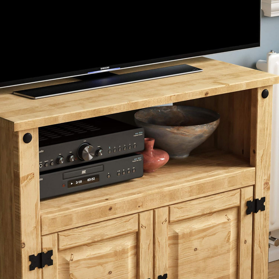 Vida Designs Corona TV-Schrank, Fernsehtisch, Schrank Wohnzimmer, gerade, Standfuss mit Ablage und M