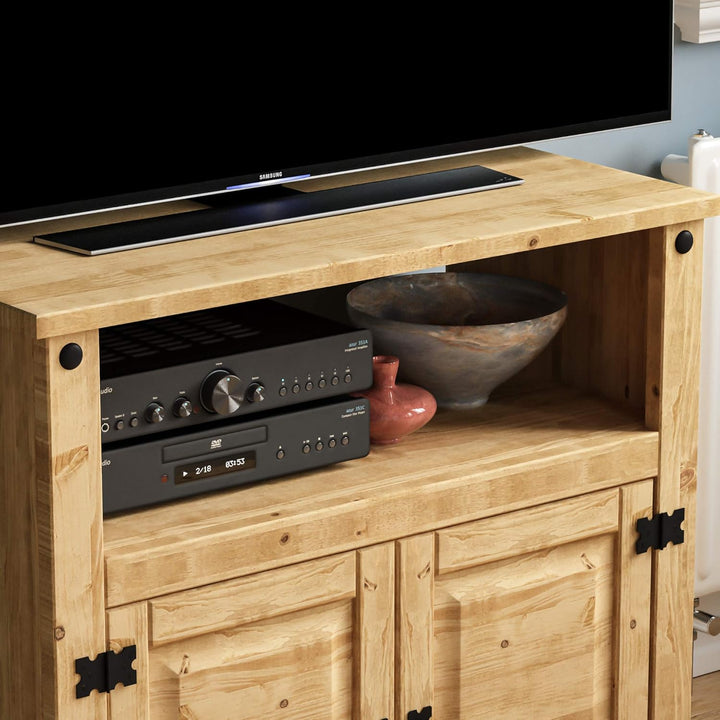 Vida Designs Corona TV-Schrank, Fernsehtisch, Schrank Wohnzimmer, gerade, Standfuss mit Ablage und M