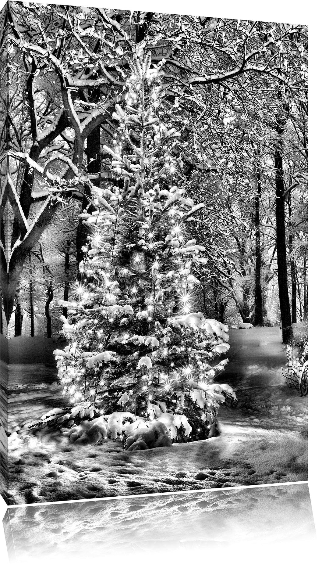 Pixxprint Leuchtender Weihnachtsbaum als Leinwandbild/Grösse: 100x70 cm/Wandbild/Kunstdruck/fertig b