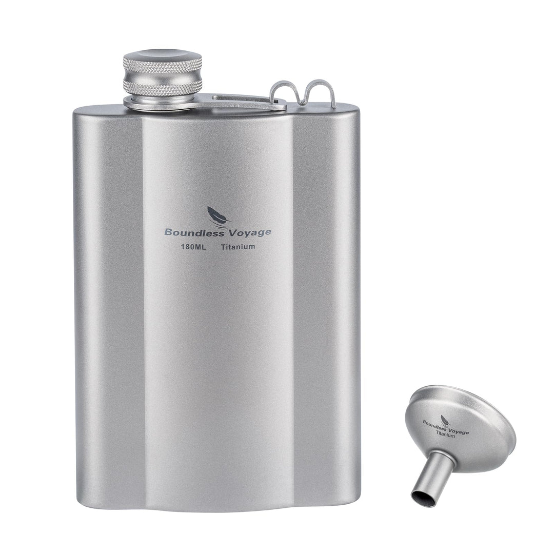 iBasingo Flachmänner aus Titan 180ml Ultraleichter kleiner Flachmann für Spirituosen Tragbare Reise