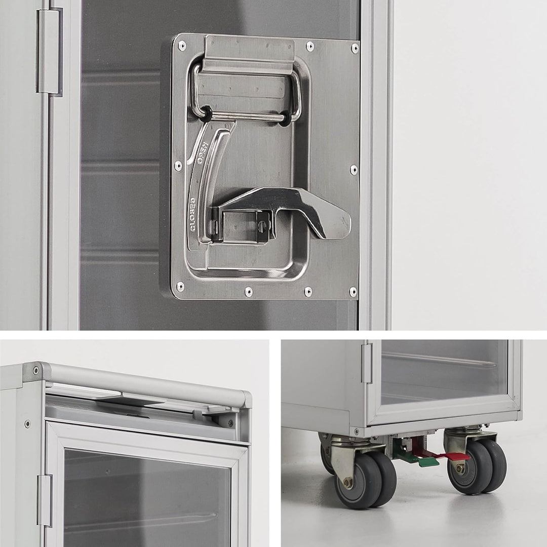 VanDeBord Airline Trolley Uni Neu Weiss mit Glastür, Original Flugzeugtrolley, Flugzeug Servierwagen