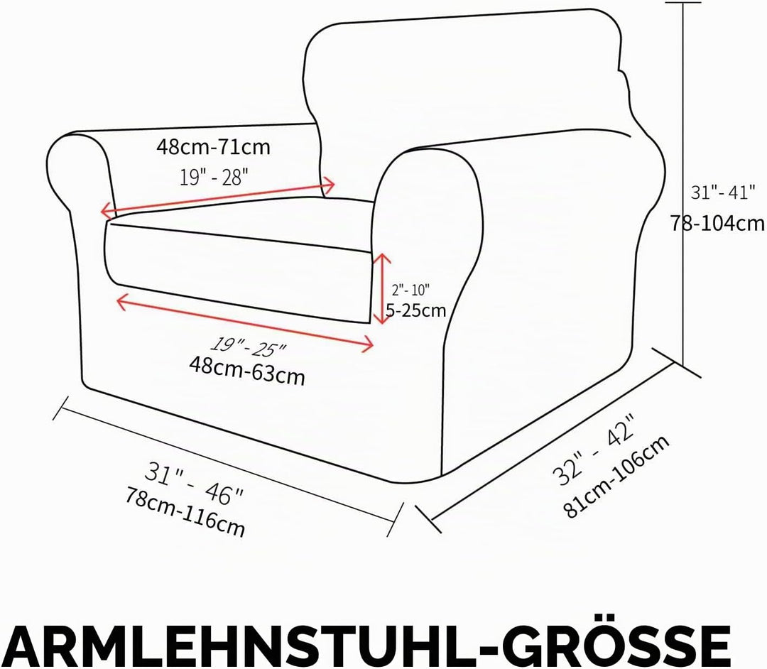 MAXIJIN Stretch Sesselbezug Sofabezug mit Separatem 1 Kissenbezügen Couchbezug Sessel für Wohnzimmer