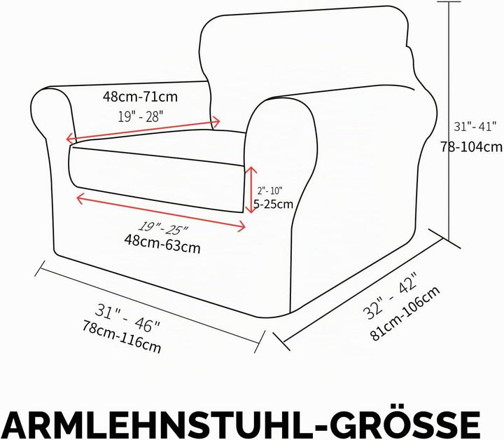 MAXIJIN Stretch Sesselbezug Sofabezug mit Separatem 1 Kissenbezügen Couchbezug Sessel für Wohnzimmer
