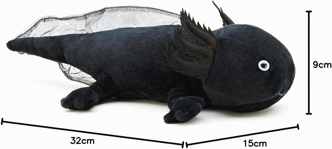 Uni-Toys Original Axolotl (schwarz) - 32 cm (Länge) - Plüsch-Wassertier - Plüschtier, Kuscheltier, S
