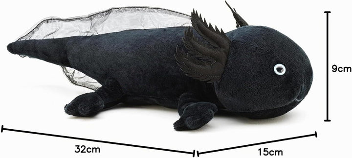 Uni-Toys Original Axolotl (schwarz) - 32 cm (Länge) - Plüsch-Wassertier - Plüschtier, Kuscheltier, S