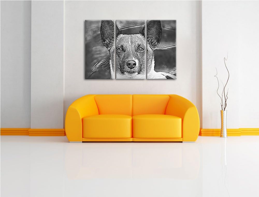 niedlicher Hund im Wasser NewArt 3-Teiler Leinwandbild 120x80 Bild auf Leinwand, XXL riesige Bilder