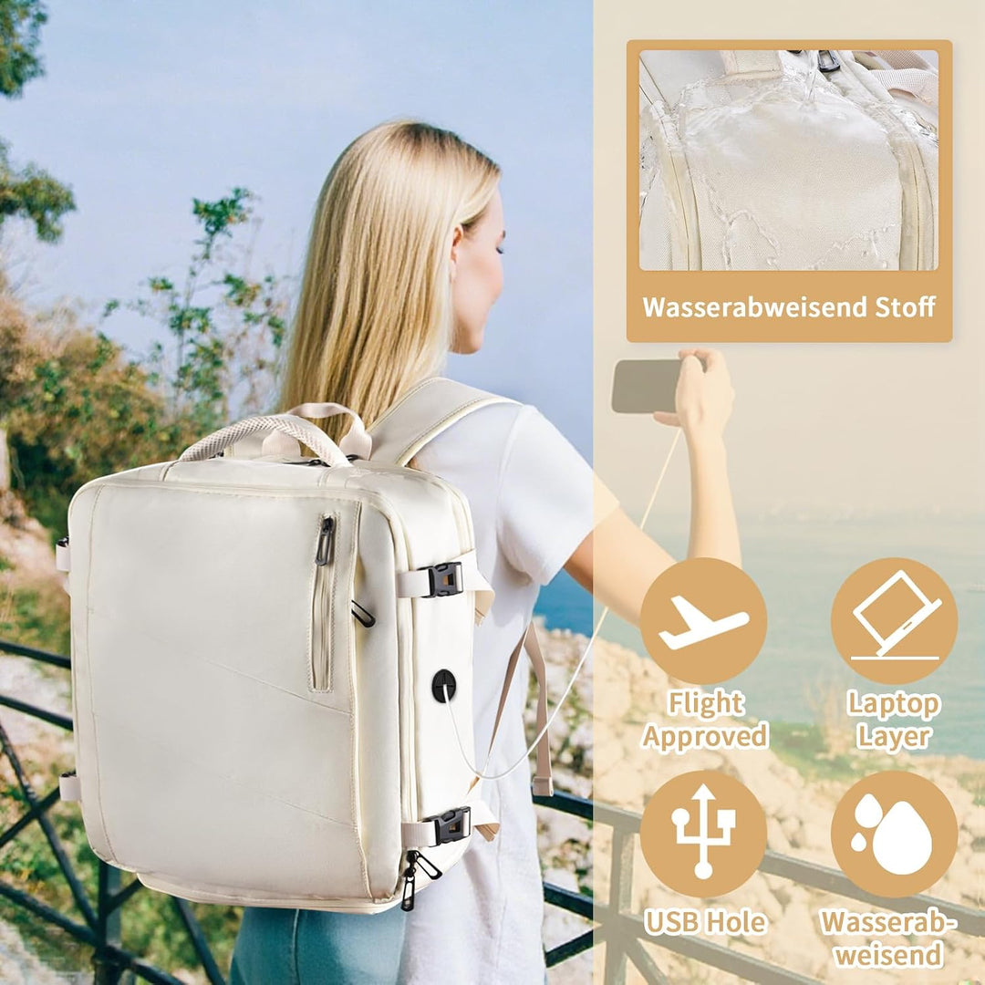 Leyrica Handgepäck Rucksack 45x36x20 für Easyjet, Reiserucksack Tasche Wasserdichter Flugzeug Reiset