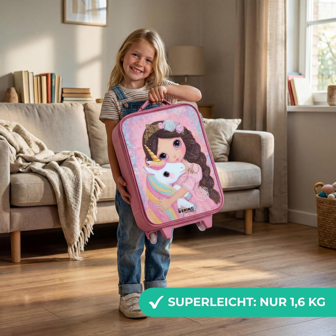 NoBoringSuitcases.com® Kinderkoffer Rosa Klein 48x31x19 cm Reisekoffer Pink Kleiner Kinder Koffer mi