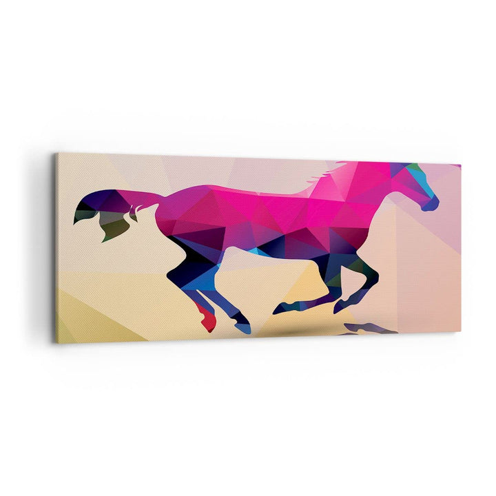 Wandbilder Dekoration Wohnzimmer Pferd Tiere Geometrie Diamant Panorama Bilder auf Leinwand 120x50cm