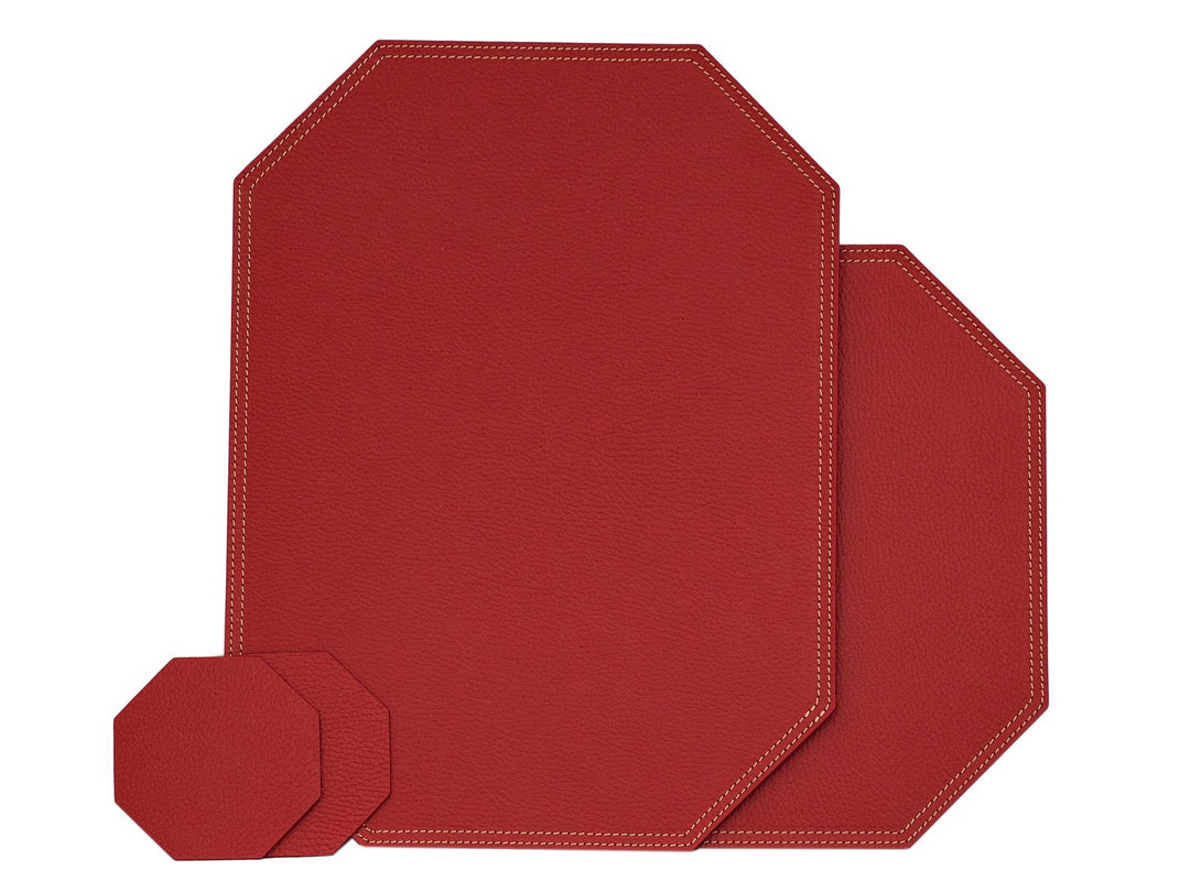 Nikalaz Platzsets und Untersetzer (2er Set), recyceltem Leder Platzdeckchen 40 x 30 cm (ROT) 2er set