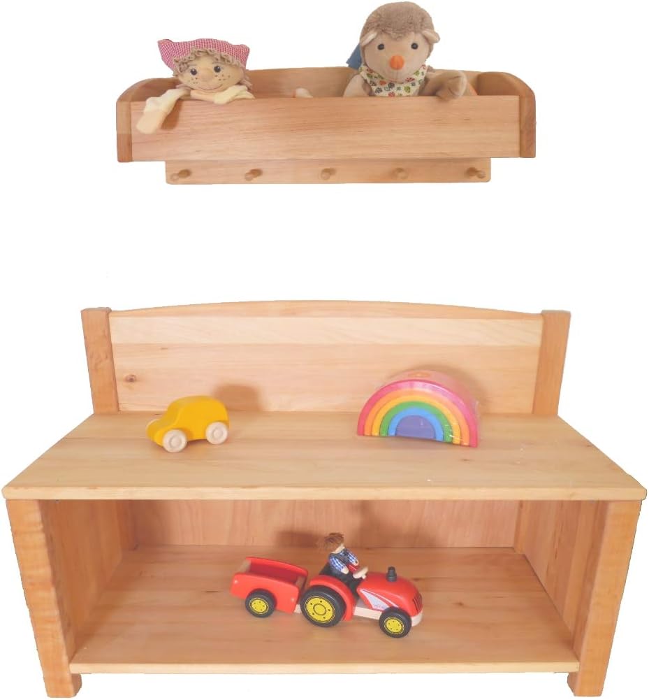 Holzspielzeug Peitz Kinder-Wand-Garderobe | Mützen-Ablage | Kinderzimmer-Massivholz-Garderobe 8058