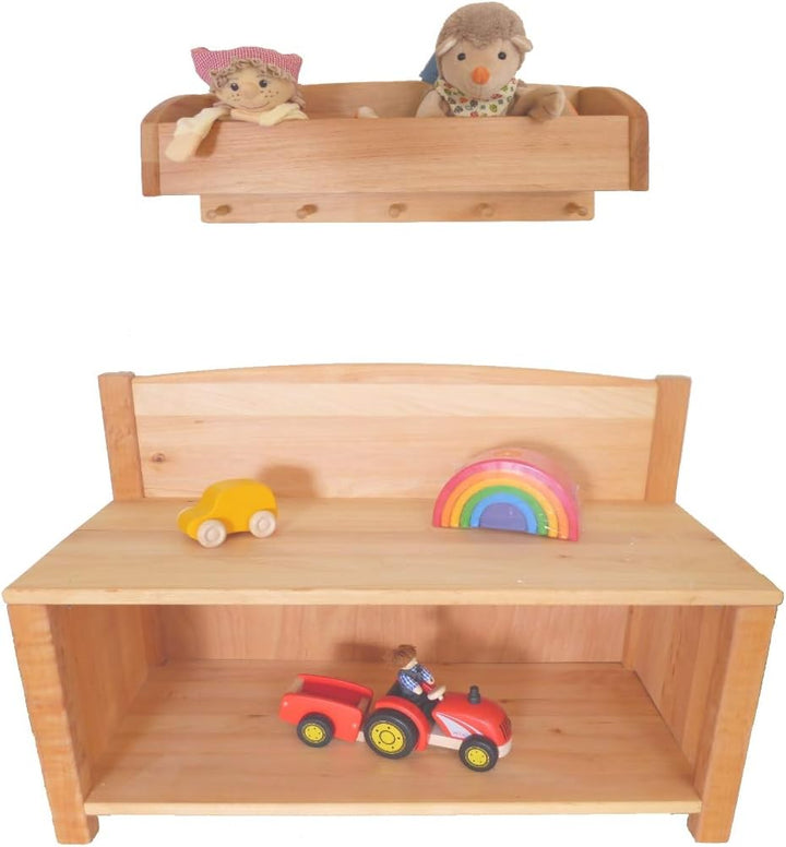 Holzspielzeug Peitz Kinder-Wand-Garderobe | Mützen-Ablage | Kinderzimmer-Massivholz-Garderobe 8058