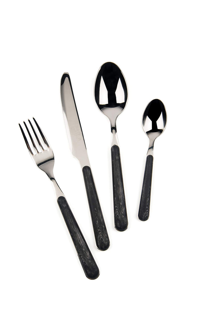 Excelsa Wood Tafelbesteck 24-teilig, Edelstahl Schwarz, Schwarz