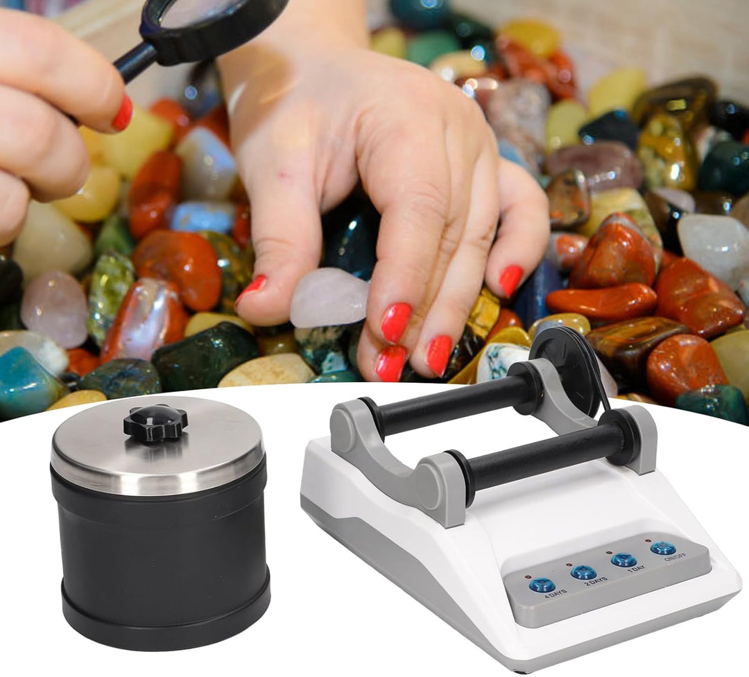 lyrlody Rock Tumbler Kit, Schmuck Poliermaschine für Edelsteine DIY Steinpoliergerät mit Poliermitte