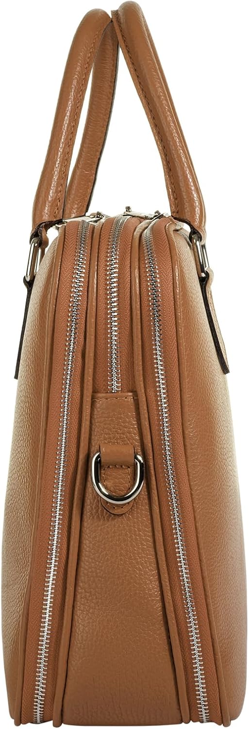 Cluty Aktentasche echt Leder Damen - 021833 Cognac, Cognac