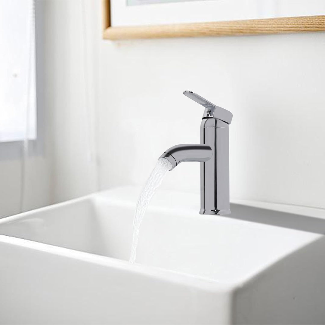 Edelstahl Waschtischarmaturen Bleifreier, Wasserhahn Bad mit Schlauch, Einhebelmischer Waschbeckenar