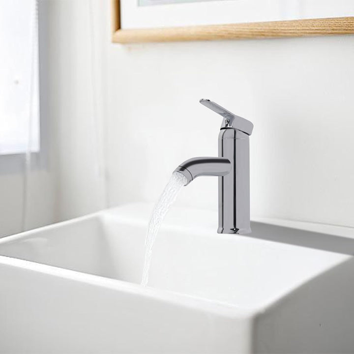 Edelstahl Waschtischarmaturen Bleifreier, Wasserhahn Bad mit Schlauch, Einhebelmischer Waschbeckenar