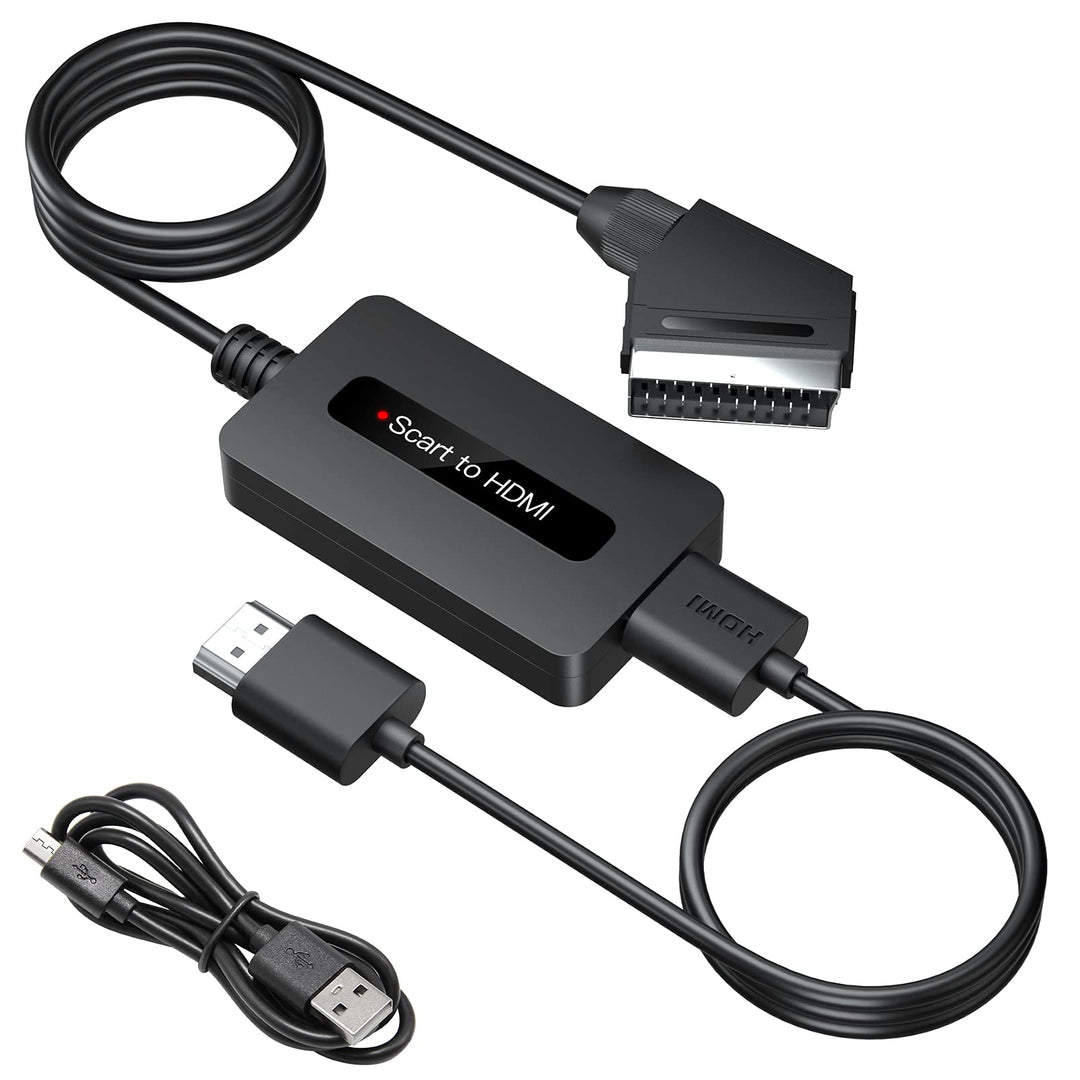 SUNNATCH Scart auf HDMI Konverter mit HDMI und Scart Kabel, Männlich Scart to HDMI Adapter, Scart zu