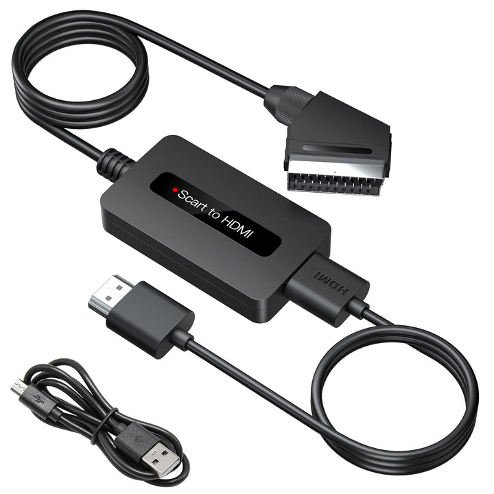 SUNNATCH Scart auf HDMI Konverter mit HDMI und Scart Kabel, Männlich Scart to HDMI Adapter, Scart zu