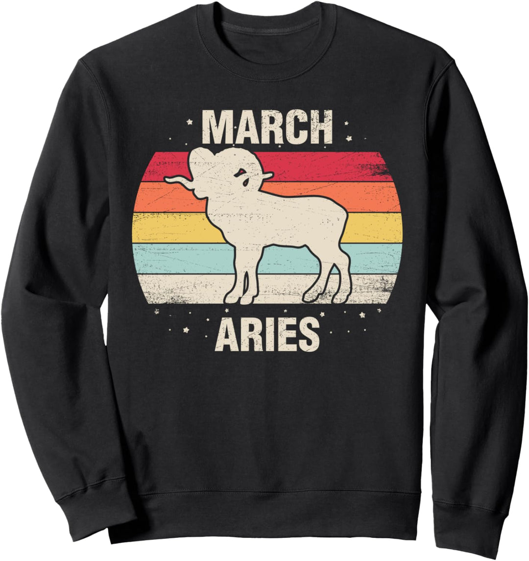 Widder März Geburtstag Geschenk Retro Schild 60er 70er Jahre Sweatshirt
