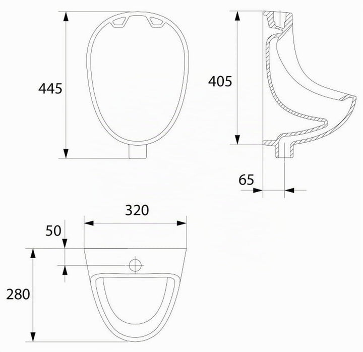 VBChome- Set: Urinal Zulauf Oben Weiss Modern Hochwertig Keramik Pinkelbecken senkrecht Pissoir PRÄS