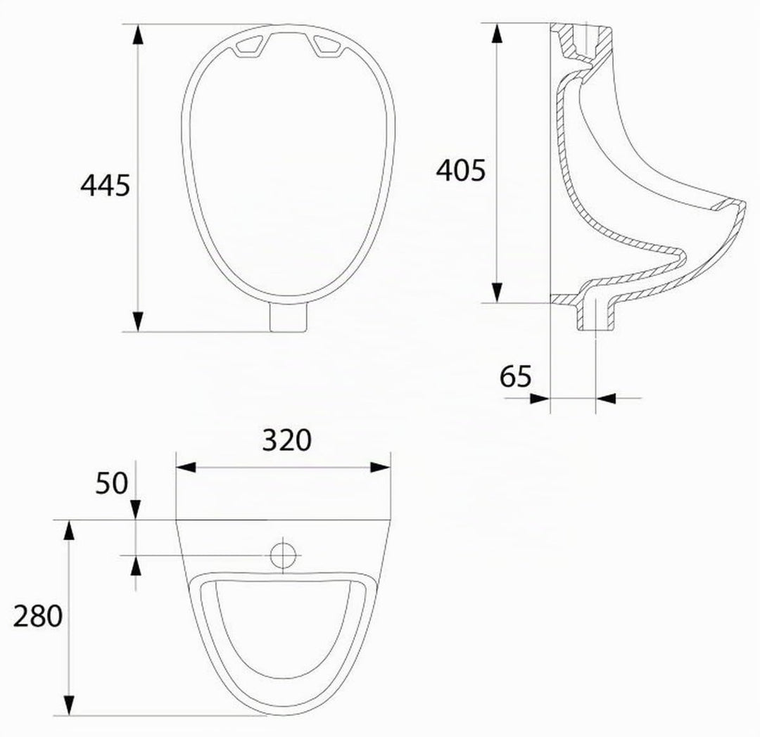 VBChome- Set: Urinal Zulauf Oben Weiss Modern Hochwertig Keramik Pinkelbecken senkrecht Pissoir PRÄS