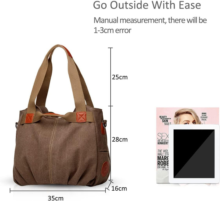 NICOLE &amp; DORIS Canvas Tasche Damen Tragetaschen für Damen Schultertaschen Umhängetasche Leinwand Han