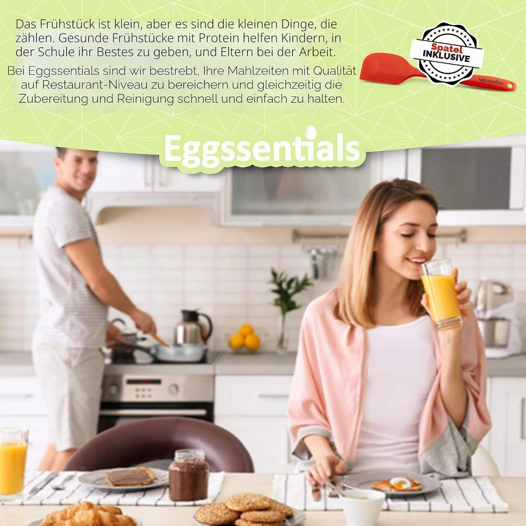 Eggssentials Pochierte Eierkocher aus Edelstahl, lebensmittelecht, PFOA-frei, mit Pfannenwender, 4 P