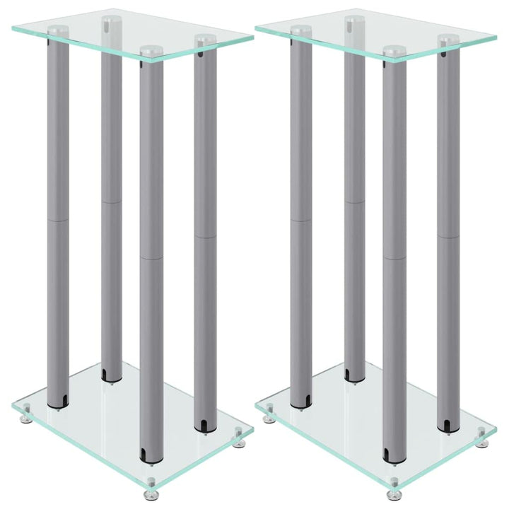 vidaXL Lautsprecher-Ständer 2 STK. Silbern Hartglas 4 Säulen, Silber