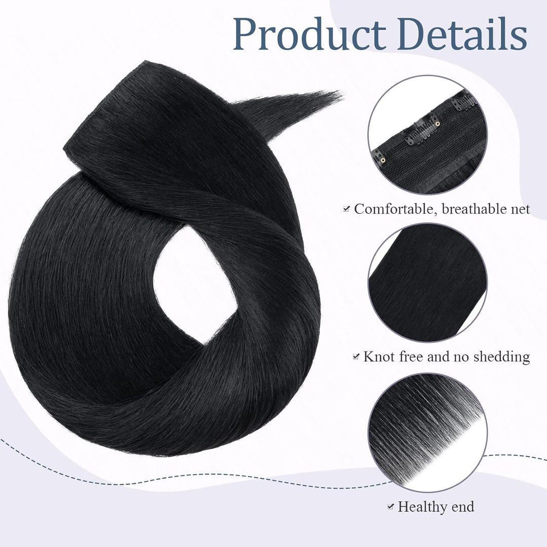 Silk-co Clip in Extensions Echthaar Dick Haarteile Echthaar Weich Glatt Haarverlängerung 7A Remy Hai