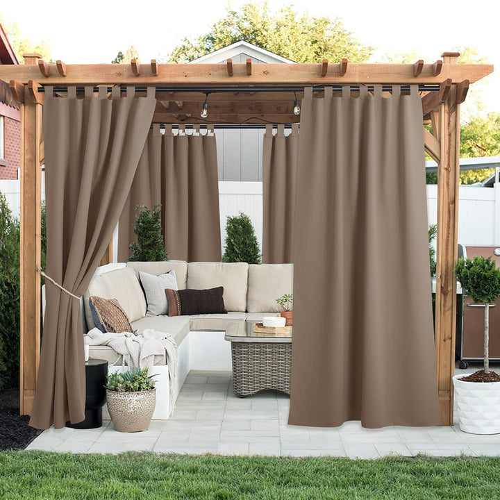 PONY DANCE Outdoor Gardinen Wetterfest 2er Set H 213 x B 132 cm Outdoor Vorhang mit Abnehmbaren Schl
